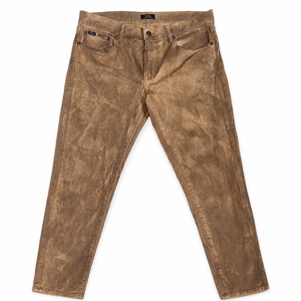 Polo Ralph Lauren Tompkins Skinny Crop Pants 30 Brown Distressed Western Jeans